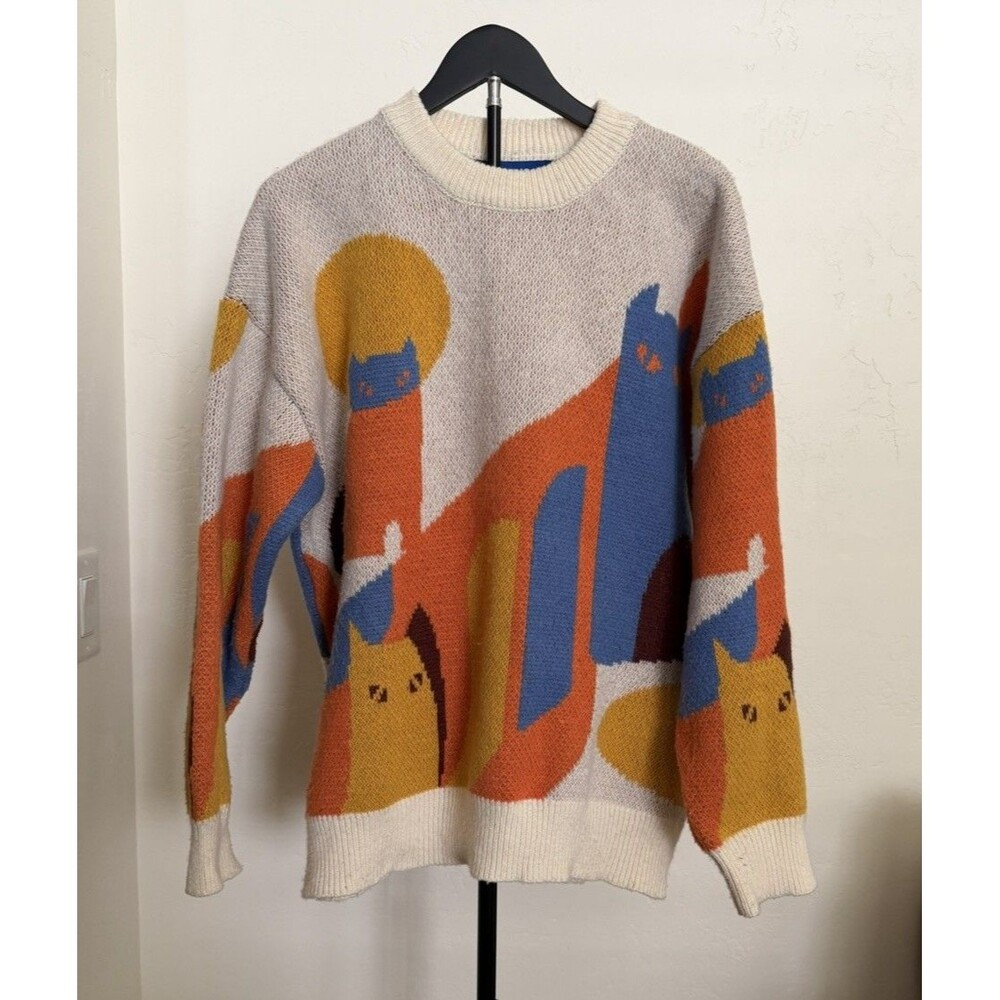 Aelfric Eden Unisex Sweater Art to Wear Oversized Cat XL Abstract Indie Kidcore